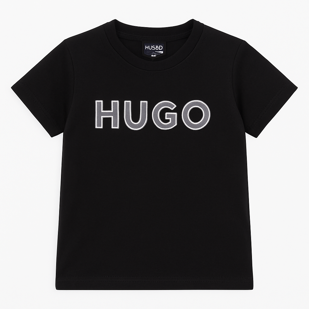 Tricou Copii HUGO cu Logo Brodat în Relief