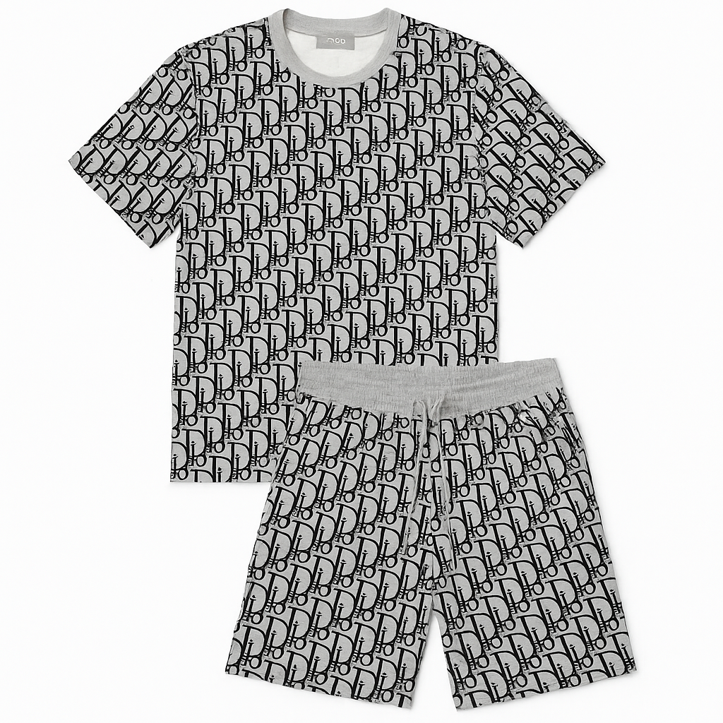 Set Tricou și Pantaloni Scurți Dior cu Monogramă All Over