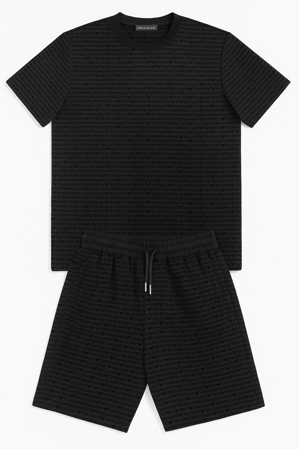 Set Emporio Armani Tricou și Pantaloni Scurți cu Print Logo Integral