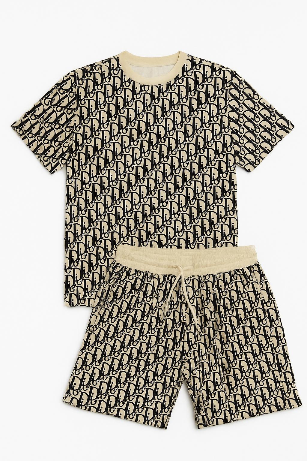 Set Tricou și Pantaloni Scurți Dior cu Monogramă All Over