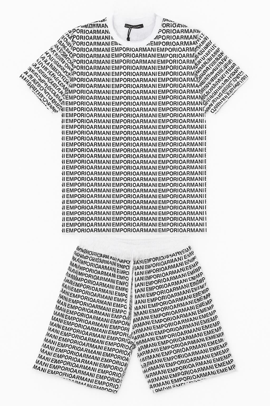 Set Emporio Armani Tricou și Pantaloni Scurți cu Print Logo Integral