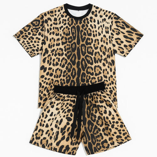 Compleu Leopard – Tricou Oversized & Pantaloni Scurți Satin